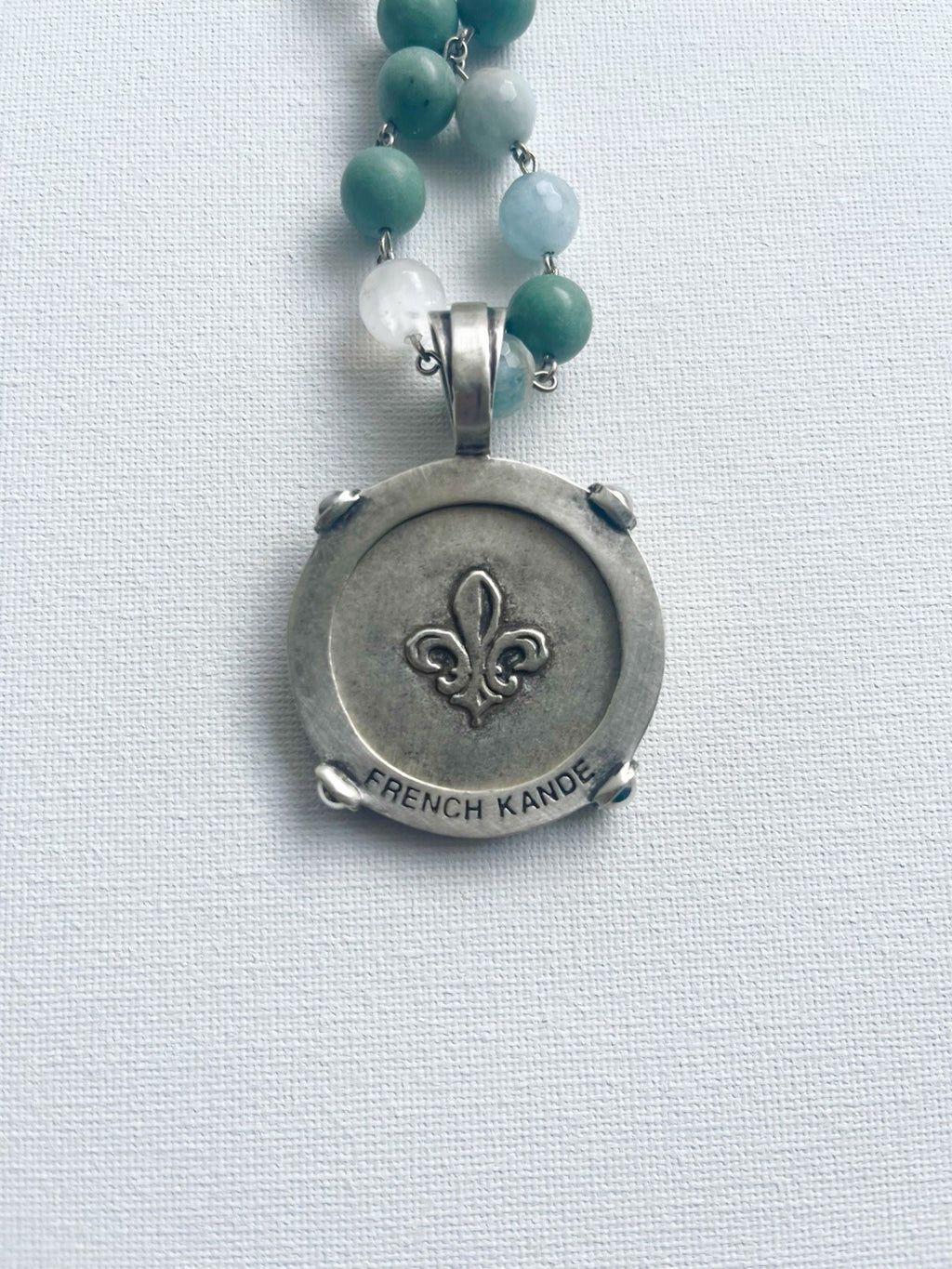 French Kande Turquoise Necklace With Silver Pendant